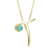 9ct Yellow Gold Turquoise Love Letters Initial T Necklace P3467C