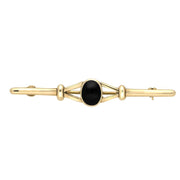 9ct Yellow Gold Whitby Jet Bar Brooch. M020.