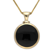 9ct Yellow Gold Whitby Jet Blue John Double Sided Round Dinky Fob Necklace