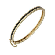 9ct Yellow Gold Whitby Jet Channel Set Hinged Bangle B301