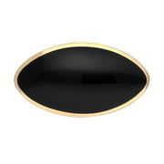 9ct Yellow Gold Whitby Jet Contemporary Oval Brooch. M086.