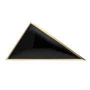 9ct Yellow Gold Whitby Jet Contemporary Triangular Brooch. M110.