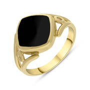 9ct Yellow Gold Whitby Jet Cushion Cut Ring R1246