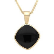 9ct Yellow Gold Whitby Jet Cushion Shaped Necklace. P021.