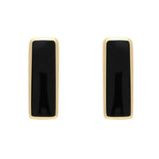 9ct Yellow Gold Whitby Jet Dinky Oblong Stud Earrings E284