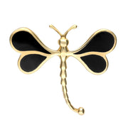 9ct Yellow Gold Whitby Jet Dragonfly Brooch M268