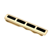 9ct Yellow Gold Whitby Jet Four Stone Inlaid Tie Slide. CL464.