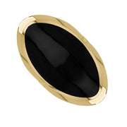 9ct Yellow Gold Whitby Jet King's Coronation Hallmark Large Oval Ring R013 CFH