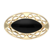 9ct Yellow Gold Whitby Jet Large Celtic Framed Brooch. M170.