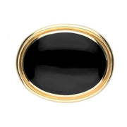 9ct Yellow Gold Whitby Jet Large Classic Framed Oval Brooch. M180.