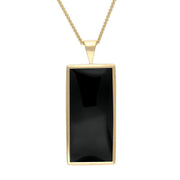 9ct Yellow Gold Whitby Jet Large Oblong Necklace P078