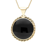 9ct Yellow Gold Whitby Jet Large Rope Edge Necklace P129