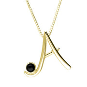 9ct Yellow Gold Whitby Jet Love Letters Initial B Necklace, P3449.