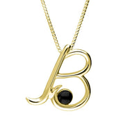9ct Yellow Gold Whitby Jet Love Letters Initial B Necklace P3449C