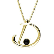9ct Yellow Gold Whitby Jet Love Letters Initial D Necklace P3451C