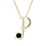 9ct Yellow Gold Whitby Jet Love Letters Initial P Necklace P3463C