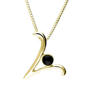 9ct Yellow Gold Whitby Jet Love Letters Initial V Necklace P3469C