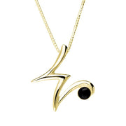 9ct Yellow Gold Whitby Jet Love Letters Initial W Necklace P3470C