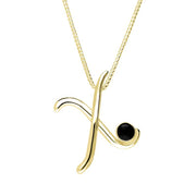 9ct Yellow Gold Whitby Jet Love Letters Initial X Necklace