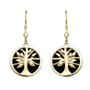 9ct Yellow Gold Whitby Jet Medium Round Tree of Life Two Piece Set S065