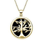 9ct Yellow Gold Whitby Jet Medium Round Tree of Life Two Piece Set S065