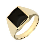 9ct Yellow Gold Whitby Jet Oblong Signet Ring R181