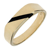 9ct Yellow Gold Whitby Jet One Stone Slither Signet Ring R028