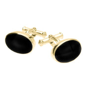 9ct Yellow Gold Whitby Jet Oval Cushion Cufflinks CL127
