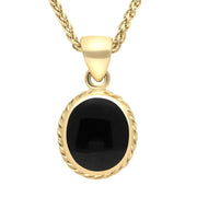 9ct Yellow Gold Whitby Jet Rope Frame Necklace. P003.