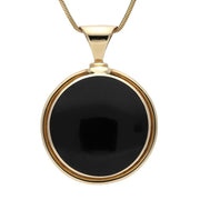 9ct Yellow Gold Whitby Jet Round Heavy Necklace P144