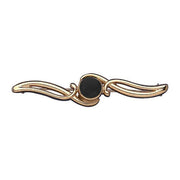 9ct Yellow Gold Whitby Jet Scroll Bar Brooch M103