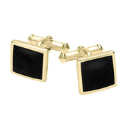 9ct Yellow Gold Whitby Jet Square Flat Cufflinks CL098