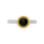 9ct Yellow Gold Whitby Jet Stepping Stones Bead Cup Stacking Ring, R618