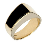 9ct Yellow Gold Whitby Jet Tapered Band Ring R034
