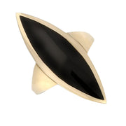 9ct Yellow Gold Whitby Jet Toscana Long Marquise Shaped Ring R699