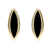 9ct Yellow Gold Whitby Jet Toscana Marquise Stud Earrings E1124