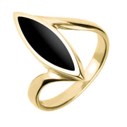 18ct Yellow Gold Whitby Jet Toscana Marquise Twist Ring. R512