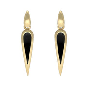 9ct Yellow Gold Whitby Jet Toscana Slim Pear Drop Earrings E1123