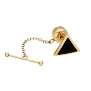 9ct Yellow Gold Whitby Jet Triangle Tie Pin. CL094.