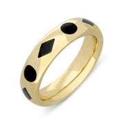 9ct Yellow Gold Whitby Jet Wedding Band Ring. R584.