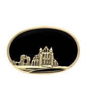 9ct Yellow Gold Whitby Jet Whitby Abbey Brooch M182