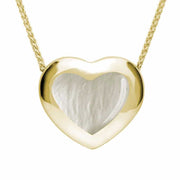 9ct Yellow Gold White Mother Of Pearl Framed Heart Necklace. P1554.