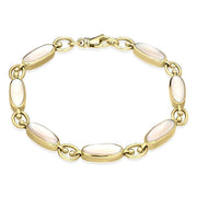 9ct Yellow Gold Pink Mother of Pearl Oval Linked Bracelet B18728
