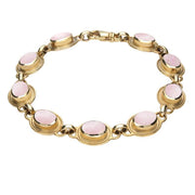 00084174 9ct Yellow Gold Pink Mother of Pearl Nine Stone Oval Bracelet, B227.
