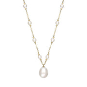 00177907 18ct Yellow Gold White Pearl Necklace, N1057.