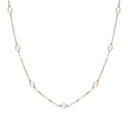 00177908 18ct Yellow Gold 5mm White Pearl Necklace, N1058.