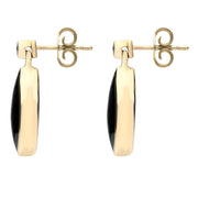 00072950 C W Sellors 9ct Yellow Gold Whitby Jet Diamond Marquise Shaped Drop Earrings E736.