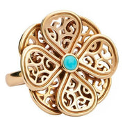 9ct Yellow Gold¬¨‚Ä†Turquoise Flore Eight Petal Flower Ring R808