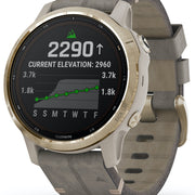 Garmin Watch Fenix 6S Pro Solar Light Gold With Shale Suede Band 010-02409-26