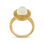 Gold Plated Sterling Silver Brushed Frame Oval Moonstone Ring D